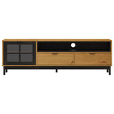 TV Cabinet with Glass Door FLAM 158x40x50 cm Solid Wood Pine 357821