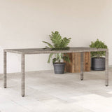 Garden Table with Glass Top Grey 190x90x75 cm Poly Rattan 365538