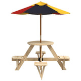 Picnic Table for 4 Kids with Umbrella Round Solid Wood Fir 3281621