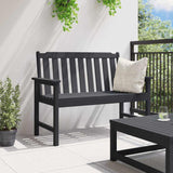 Garden Bench with Cushion Black 120 x 59 x 88cm HDPE 42006602