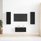 TV Cabinet Set Wall-mounted 3 pcs Black oak Medium MDF 3393292