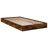 Bed Frame without Mattress Smoked Oak 100x200 cm Engineered Wood 842060
