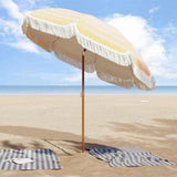 Beach Parasol Yellow and White 205 x 205 x 210 cm 42006680
