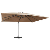 Cantilever Garden Parasol with LED Lights and Aluminium Pole 400x300 cm Taupe 47007