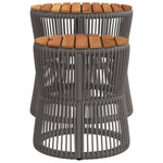 ZNTS Garden Side Tables 2 pcs with Wooden Top Grey Poly Rattan 366292