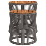 ZNTS Garden Side Tables 2 pcs with Wooden Top Grey Poly Rattan 366292