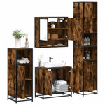 ZNTS 4 Piece Bathroom Furniture Set Smoked Oak Engineered Wood 3301217