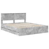 Bed Frame with Drawer Concrete Grey 160 x 200 cm Engineer Wood 3410689