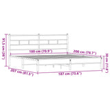 Metal Bed Frame without Mattress Brown Oak 180x200 cm Super King 3308508