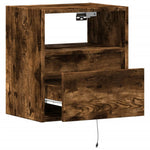 ZNTS Wall-mounted Bedside Cabinet with LED Lights Smoked Oak 3307983
