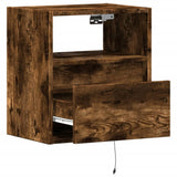 ZNTS Wall-mounted Bedside Cabinet with LED Lights Smoked Oak 3307983
