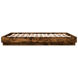 Bed Frame with LED without Mattress Smoked Oak 180x200 cm Super King 3209776
