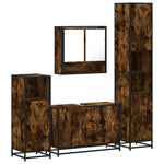 ZNTS 4 Piece Bathroom Furniture Set Smoked Oak Engineered Wood 3301222