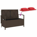Garden Storage Bench with Cushion Brown Poly Rattan 4104217