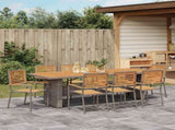 Garden Dining Set 9 pcs Grey and Brown Poly Rattan 3365447