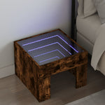 ZNTS Bedside Table with Infinity LED Smoked Oak 40x40x30 cm 3284074