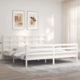 Bed Frame without Mattress White 200x200 cm Solid Wood 3194007