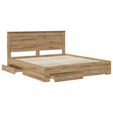 Bed Frame with Drawer with Headboard Manual Engineered Wood 3410296