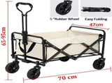 NEW 5" Rubber Wheel Heavy Duty Foldable Garden Trolley Cart Wagon for Camping Garden UK-black 12106886