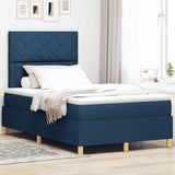 Box Spring Bed with Headboard Blue 120 x 190 cm Fabric 3339685