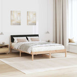 Bed frame Brown and black 140 x 190 cm Solid pine wood 878686