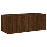 TV Wall Cabinet with LED Lights Brown Oak 80x35x31 cm 837293