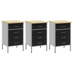 Work Cabinet with Drawer 3 pcs Black and Grey 150 x 55 x 85 cm 3321368