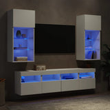 5 Piece TV Wall Units with LED White Engineered Wood 3216743