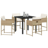 Garden Dining Set with Cushion 5 pcs Beige Poly Rattan 3380020