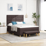 ZNTS Box Spring Bed with Mattress & Bench Dark Brown 140x200 cm Fabric 3344306