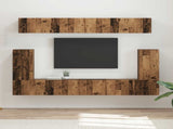 TV Cabinet Set Wall-mounted 5 pcs Old Wood Engineered Wood 3409094