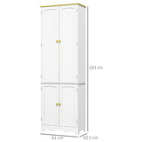 Freestanding 4-Door Kitchen Cupboard, Storage Cabinet Organizer with 4 Shelves, White T3398P342367