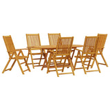 Garden Dining Set Folding 7 pcs Brown Solid Acacia Wood 3375727