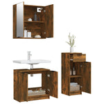 ZNTS 3 Piece Bathroom Cabinet Set Smoked Oak Engineered Wood 3115873