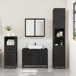ZNTS 3 Piece Bathroom Furniture Set Black Engineered Wood 3301020