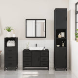 ZNTS 3 Piece Bathroom Furniture Set Black Engineered Wood 3301020
