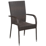 7 Piece Outdoor Dining Set Brown and Black 3099386