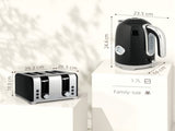Retro 3000W Kettle and Toaster Set - Black T3398P422930