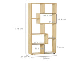 8-Cube Bookcase, Tall Display Shelf, Standing Storage Rack for Study Room, Living Room, 70 x 24 x T3398P344644