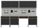 Work Cabinet with Drawer 10 pcs Black Engineered Wood and Steel 3321470