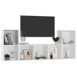 3 Piece TV Cabinet Set White Engineered Wood 3080015