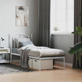 Metal Bed Frame without Mattress with Headboard White 75x190cm 353478