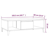 Coffee Table Smoked Oak 103.5x60x35 cm Engineered Wood 813179