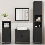 ZNTS 4 Piece Bathroom Furniture Set Black Engineered Wood 3301185