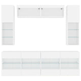 6 Piece TV Wall Cabinet Set with LED Lights White 3216797