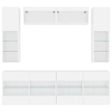 6 Piece TV Wall Cabinet Set with LED Lights White 3216797