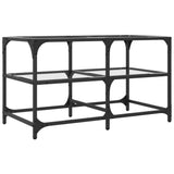 Coffee Table with Transparent Glass Top 78.5x40x45 cm Steel 846010