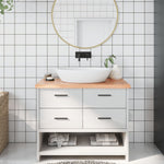 Bathroom Countertop Light Brown 100x40xcm Treated Solid Wood 3156129