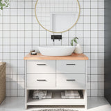 Bathroom Countertop Light Brown 100x40xcm Treated Solid Wood 3156129