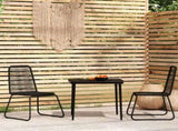 Garden Dining Set Black Powder-coated steel, glass, PE rattan 3099095
